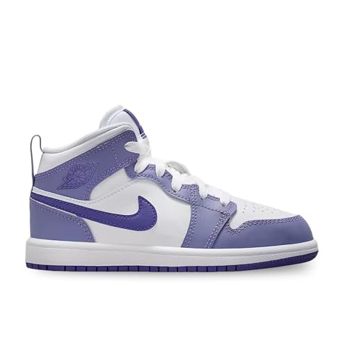 Jordan 1 Mid Little Kids' Shoes (Dusty Amethyst/White/Court Purple)2