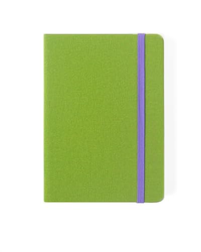 Image of A6 Lined Hardcover Notebook, 100 GSM Paper, Olive | Soft-touch Alpha3 PU cover, lay-flat sewn binding, elastic closure, compact for meetings, planning, and notes on the go