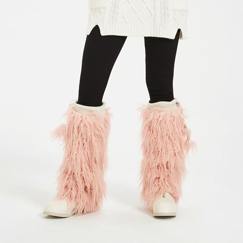 Image of Fur Leg Warmers Furry Faux Fur Winter Leggings Boot Cuffs Toppers for Women
