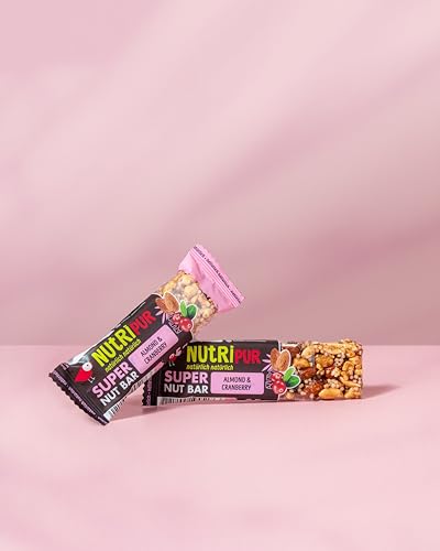 NutriPur Nussriegel Probierpaket | 100% natürlich | Proteinreiche Riegel aus Nüssen, Frucht & Schokolade | ohne künstliche Zusätze | Ballaststoffreich | Super Nut Bar | 16 x 35g (16x 35g, Cranberry)