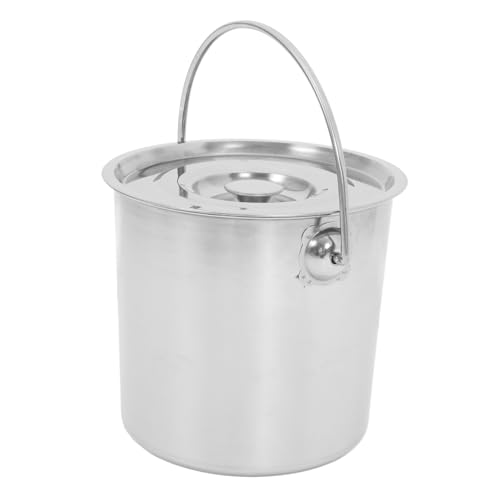 COLLBATH Stainless Steel Milk Pail with Lid Capacity Metal Compost Bucket for Kitchen Food Waste Storage Portable Farm Bucket for Water Rice and Liquids Stainless Steel Silver Finish