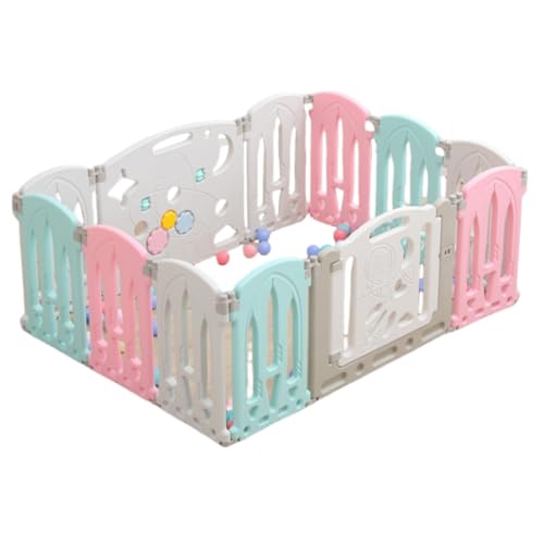 fokeベビーサークル 正方形 折り畳み 扉付き 高さ63cm コンパクト 組み立て簡単 ドアロック 自由調整 ベビーゲート ッズランド プレイヤード ベビー プレゼント 出産祝い 簡単組立 (虹色,12個セット)
