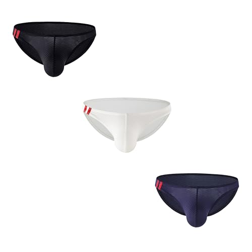 Men's Nylon Solid Bikini Low Rise Briefs Underwear3