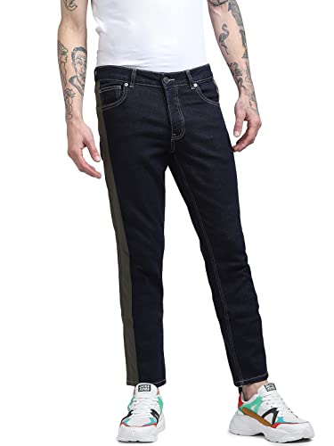Image of JACK & JONES Cotton Mid Wash Regular Length Slim Fit Men's Jeans