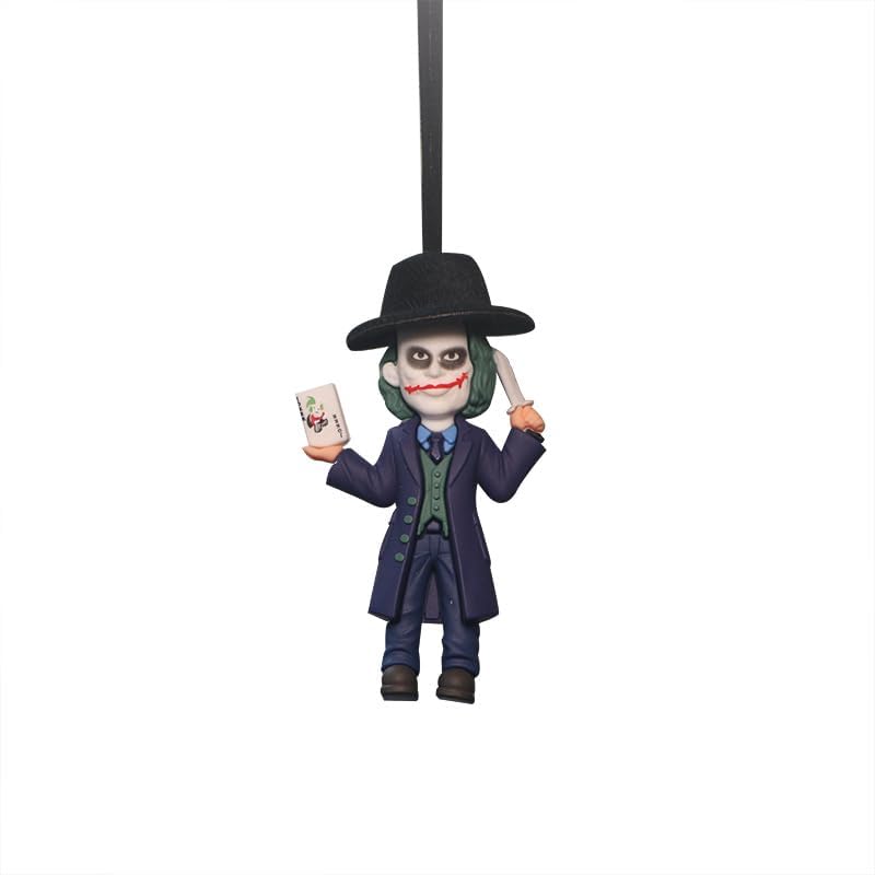 Image of YOURKARTS Comic Villain Upside Down Hanging Car Ornament Unique Dashboard Toy Quirky Interior Car Decoration Gift Idea for Fans Collectible PVC Figure for Mirror (Hanging Joker with Knife)