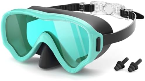 COOLOO Taucherbrille Kinder für 4-16 Jahre，Schwimmbrille mit Nasenabdeckung | PC-Gläser, Anti-Leck, Anti Nebel, 180°Panorama HD, für Jungen Mädchen Jugendliche, Leicht, Ein-Klick-V