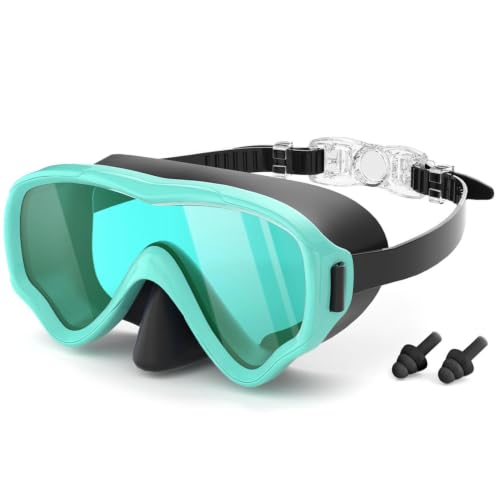 COOLOO Taucherbrille Kinder für 4-16 Jahre，180°Panorama HD Anti Nebel Anti-Leck Schnorchelmaske Kinder, Schwimmbrille mit Nasenabdeckung für Jungen Mädchen Jugendliche