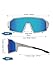 V-SUP Outdoor Lightweight Sport Sunglasses - UV400 Protection for Cycling, Baseball, Running, Hiking, Golf, MTB, Pickleball for Men & Women (Grey Frame Black Temple/Revo Blue Blue Lens)