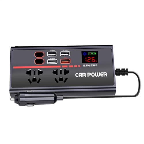 Car Inverter, Auto Charging Converter, 200W Vehicle Power Inverter, 12V24V DC to 110V 220V AC, USB Fast Charger Converter,Portable Compact Design,6.3x3.15x1.18...