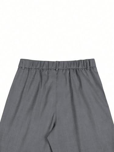 Image of Men's Relaxed Straight Leg Loose Fit Pleated Trousers | Mid-Rise Formal Pants with Zip Fly & Button Closure | Solid Regular Length Office Wear Trousers