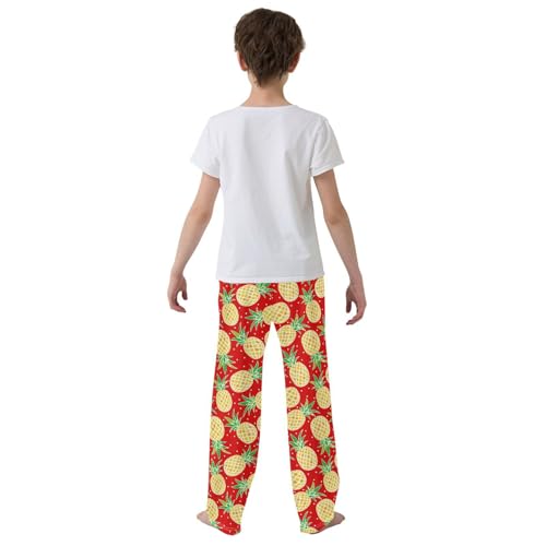 Golden Pineapple Boys Long Pants Soft Trousers Elastic Waist Kids Lounge Bottoms with Pockets S-XL3