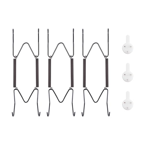 Bilillo 3 Pack Plate Hangers for The Wall, Suitable for 6''-8'' Decorative Plate,Invisible Heavy Duty Wire Plate Holder with Wall Hooks, Plate Hangers for Displaying Plates, Platter, Dish (Black)