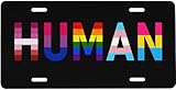 UEQIKI Front License Plate LGBT Human Vanity Plates Aluminum Metal Decorative Car Tag Flowers Rainbow Novelty License Plate Cover for Men Women ‎6 * 12 in (4 Holes)