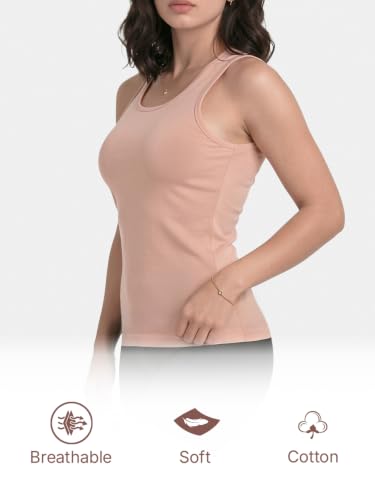 Image of Enamor E025 Essentials Stay New Slim Fit Soft, Naturally Breathable Cotton Fabric Tank Top For Women