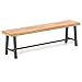 COSTWAY Gartenbank wetterfest, 3-Sitzer Sitzbank ohne Rückenlehne, Parkbank aus Akazienholz und Metall, Terrassenbank bis 360 kg belastbar, Balkonbank für Garten, Balkon, Terrasse, 160 x 32 x 45 cm