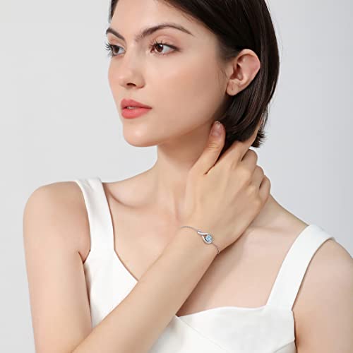 925 Sterling Silver Birthstone Bracelets for Women Charm Infinity Bracelet Birthday Anniversary Valentine's Day Jewelry Gifts for Her Women, Adjustable Chain2