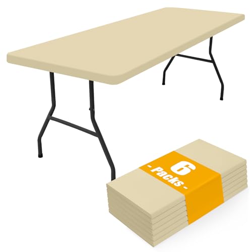Smiry 6 Pack Rectangle Picnic Table Cloth, Waterproof Elastic Fitted