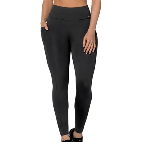 SELENE Legging Feminina Liberdade de Movimento Cós Largo Cintura Alta, Preto, G