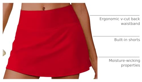 Image of PINSPARK Womens Tennis Skirt High Waisted Golf Skort with 2 Pockets Stretchy Athletic Skirts for Workout Pickleball Running