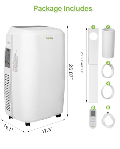 Image of Hykolity WiFi Enabled Portable Air Conditioner, 12,000 BTU 5 in 1 Quiet Smart AC Unit with 3-Speed Fan, Dehumidifier, 24H Timer & Sleep Mode, Window Kits for Home, Rooms, Up to 550 Sq.Ft