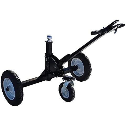 Tow Tuff TMD-1000CATV Adjustable Steel 1000 Pound Heavy Duty Trailer Dolly with Flat Free Tires, 10 Inch Caster, and 2 Inch Trailer Ball, Black Cover