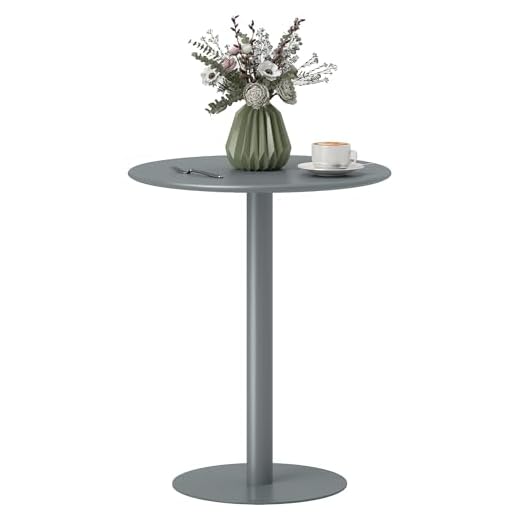HOMCOM Esstisch 60 x 60 cm Rund Küchentisch für 2 Personen Esszimmertisch mit Säulentisch Kleiner moderner Tisch für Küche, Esszimmer Wohnzimmer Grau
