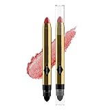 KIADZIE アイシャドウ ペンシル アイシャドウスティック アイシャドウペン 両端デザイン カラーグラスレッド 鮮やか発色 キラキラ感 涙袋＆アイライン兼用 防汗防水 (09-カラーグラスレッド)