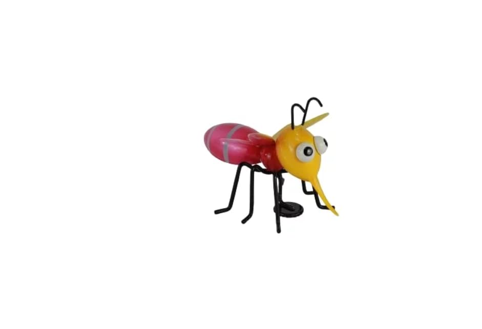Holzwurm Dekofigur Käfer Biene Katze Maus Schnecke Kuh, Eule aus Metall mit Magnetfuß, Gartenfigur, Metallfigur, Blechfigur (Mücke Bunt)