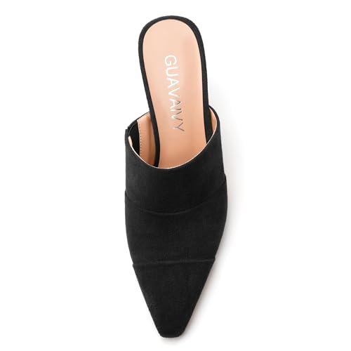 Women's Heeled Sandals, Square Closed Toe Mid Stiletto Heels, Solid Suede Slide Sandals for Women 2.5 Inch Party Dress Pumps Shoes3