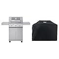 Monument Grills Larger 3-Burner Propane Gas Grills Barbeque Stainless Steel Heavy-Duty Cabinet Style with BBQ Cover (2 Items)
