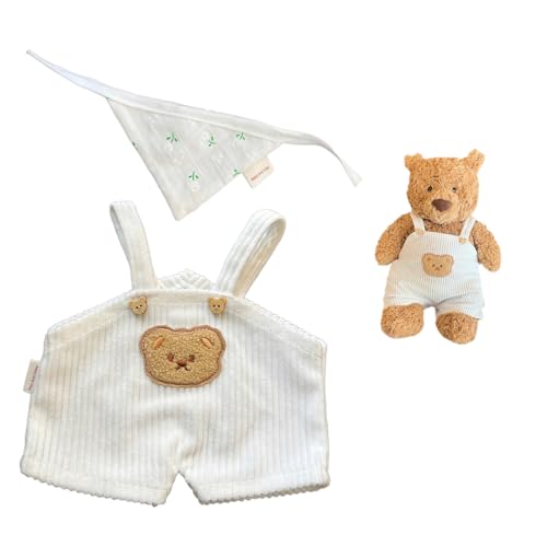 LICHADUOLE 14-15"/36cm Bartholomew Overalls Set with Reversible Bandana 2-Piece Clothes for Teddy Bear（NO Doll）