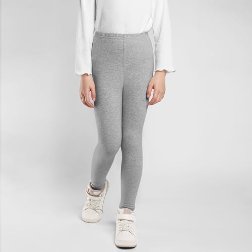 BOOPH 5 Pack Girls Leggings Cotton Full Length Stretchy Kids Pants Footless 5-14 Years2