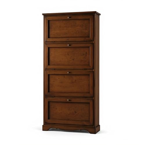 Mar.c.a. Design - Scarpiera in Legno Arte Povera Alta 4 Ante - Scarpiera Capiente 79x30x170 cm - Made in Italy