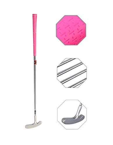 Putter de golf junior bidirectionnel 73,7 cm pour enfant de 9 à 12 ans avec manche rose