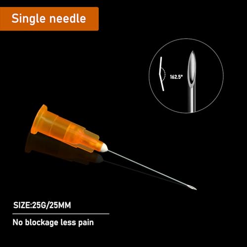 25Ga 1inch/25mm Disposable sterile Needles,Individually Wrapped,Pack of 100