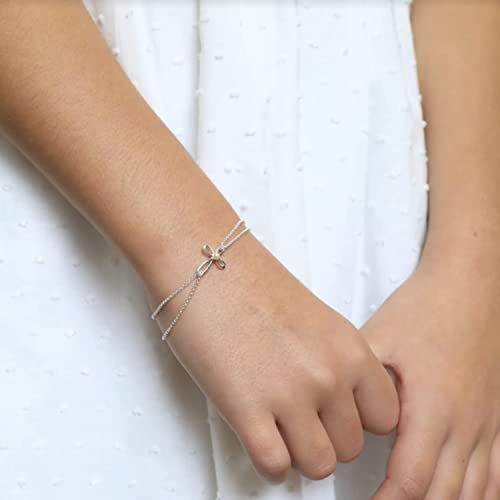 Molly B London Freshwater Pearl & 925 Sterling Silver Cross Bracelet. Adjustable Jewelry Chain Bracelets For Girls. Perfect First Communion Gifts, Baptism Gifts, Birthday Gift, Sweet 16 - Image 5