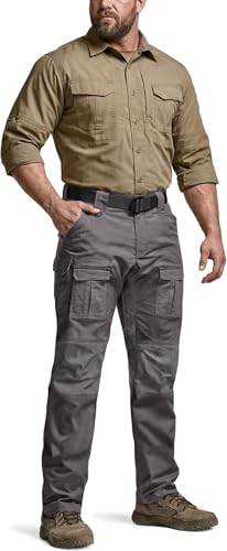 Image of CQR Men's Flex Ripstop Tactical Pants, Water Resistant Stretch Cargo Pants, Lightweight EDC Hiking Work Pants