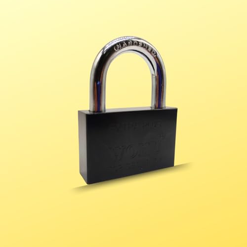 Image of Heavy Duty Keyed Lock | Hardened Steel Shackle Lock | Anti-Rust Security for Gate, Warehouse & Outdoor Use (ALT-26 Black (60MM))