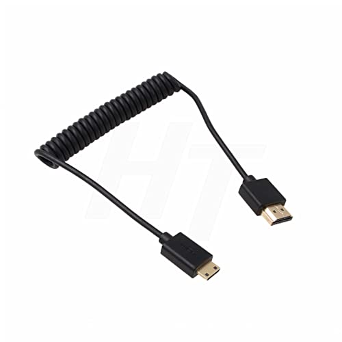 Image of Coiled Thin HDMI to HDMI 2.0 4K Cable for ZCAM E2 Sony Canon Panasonic Blackmagic Camera ATOMOS Portkeys Monitor (Coiled, Mini HDMI C Type)