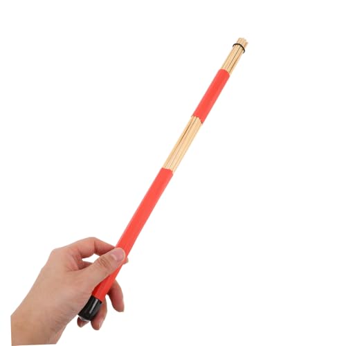 Juego de baquetas no deslizantes de madera Toddmomy con 19 cepillos de nailon, mango de goma roja, cepillos metálicos para batería y bolsa de almacenamiento para jóvenes bateristas, instrumentos de percusión acústica y jazz miniatura 3