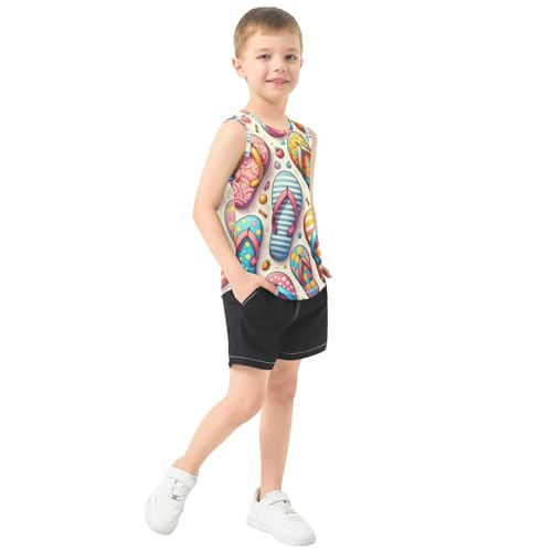 susiyo Summer Pattern Flip Flops Boys Sleeveless Tank Top Girls Athletic T Shirt4