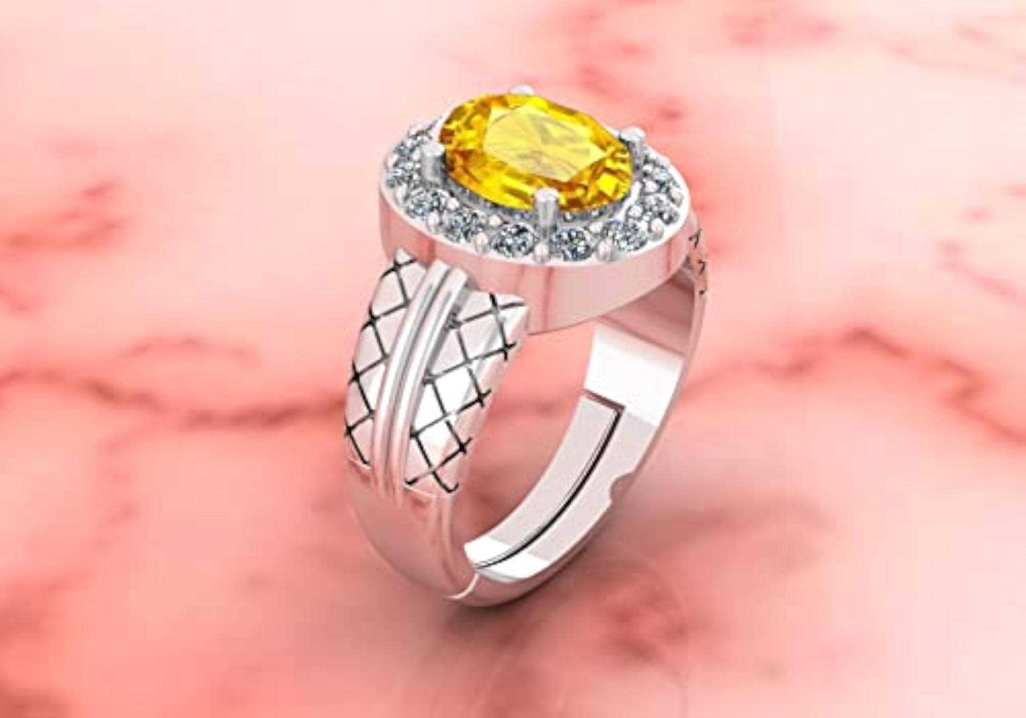 Natural Yellow Sapphire Adjustable Sterling Silver Ring, Unisex