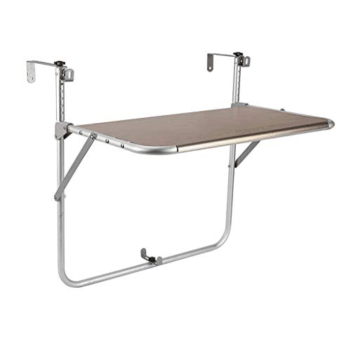 Table réglable de balcon pliante argentée avec plateau compact 65x37cm