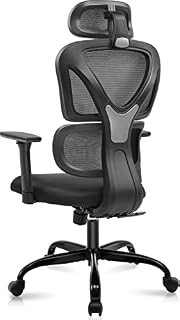 KERDOM Office Chair Ergonomic Desk Chair, office chairs for home Office With Adjustable Headrest and 3D Armrest - 130° Rocking Mesh Computer Chair 9070 Black