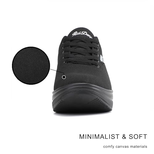 Image of RUIDENG Black Wedge Sneakers for Women Airy | Girls Platform Shoes Everyday Working | 2 Inch Thick Rocker Bottom Size 6