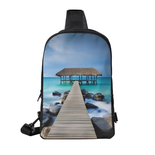 Modern Seascape Picture Printed Chest Bag Dual Pocket Diagonally Chest Messenger Bag2