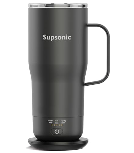 Supsonic - Smart Heated Coffee Mug, 20oz Rechargeable Self Heating Mug, Electric Temperature Control Coffee Cup for Beverage, Coffee at Home & Outdoor, Heated Coffee Mug Gifts for Men Women | S3