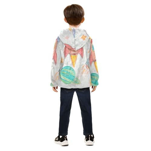 Universe Girls Fleece Jacket Girls Fall Jacket Girls Zip Up Hoodie Girls Sherpa Jacket 2-10T4
