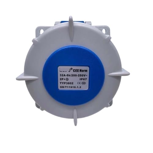 Fiche industrielle TYP3802 femelle encastrable 32A IP67 triphasé monophasé 3 conducteurs - 4
