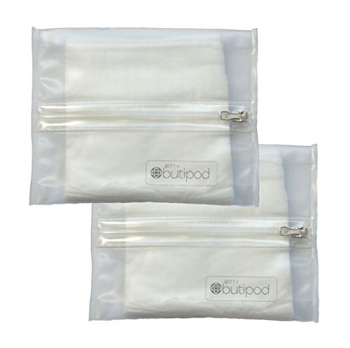 Butipods Reusable Stay Moist Wet Wipe Pouch | Slim Case Travel Holder | Great for Hand and Face Wipes | Set of 2 (Bitty (mini size) Clear)